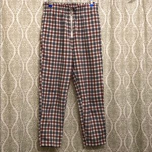 SHEIN plaid o-ring zip pants